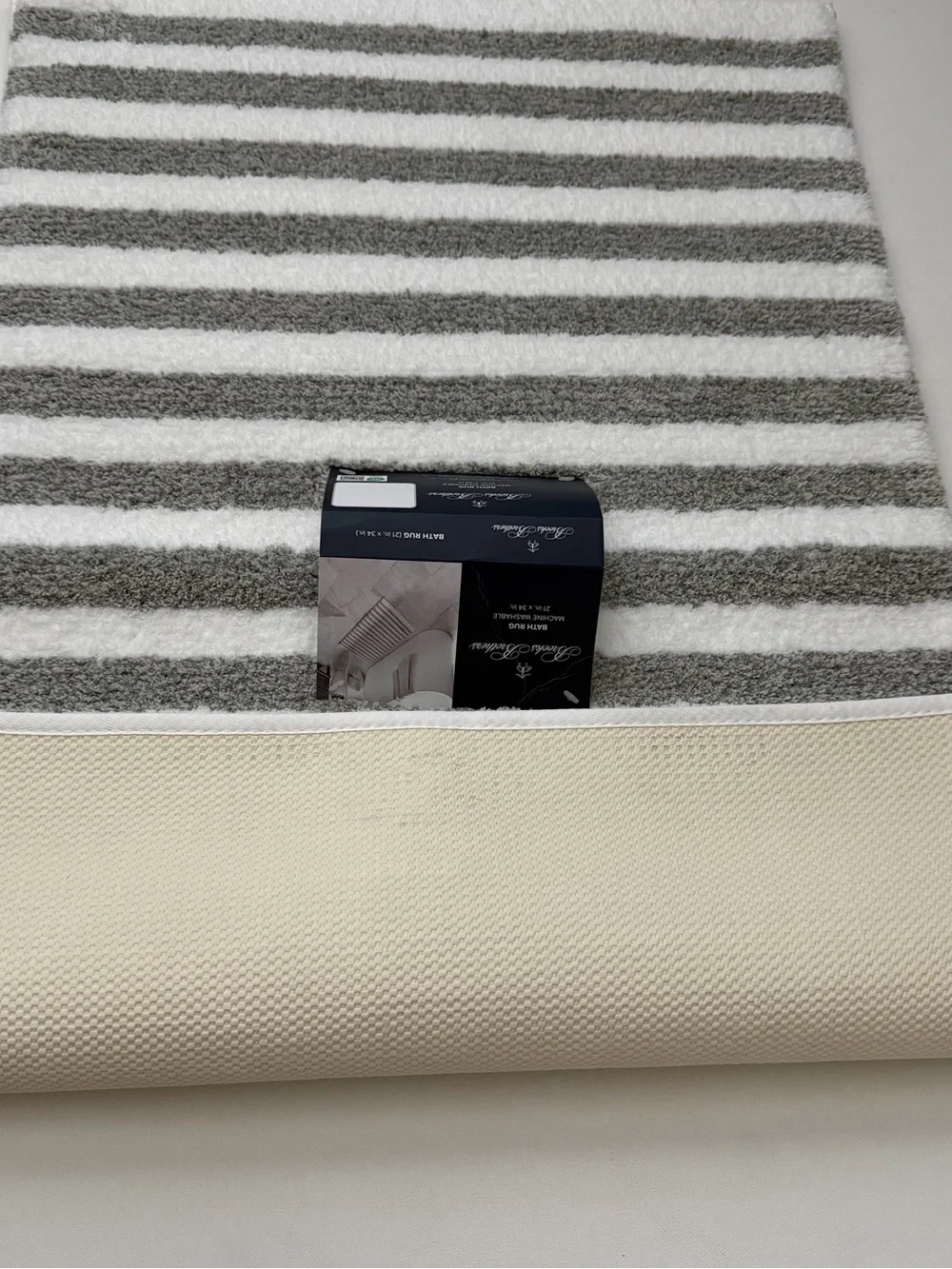 Brooks Brothers Gray and White Striped Bath Mat